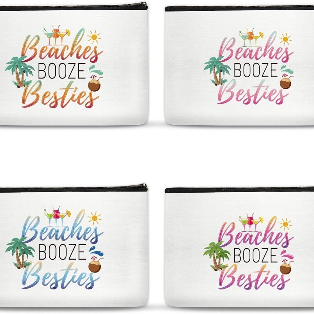 4Pcs Girls Trip Gifts Favors Makeup Bags Friendship for Women Beach Travel Essen